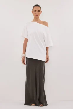 ADDISON PETROL BIAS CUPRO MAXI SKIRT