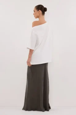 ADDISON PETROL BIAS CUPRO MAXI SKIRT
