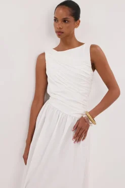 ALEXANDRA WHITE HYBRID MIDI DRESS