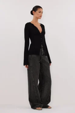 ALIAS BLACK LONG SLEEVE KNIT TOP