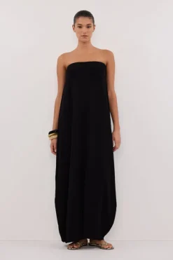 ALIAS BLACK TEXTURED KNIT STRAPLESS MIDI DRESS