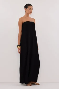 ALIAS BLACK TEXTURED KNIT STRAPLESS MIDI DRESS