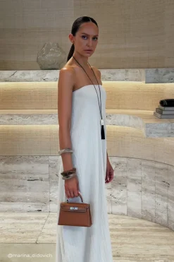 ALIAS NATURAL TEXTURED KNIT STRAPLESS MIDI DRESS