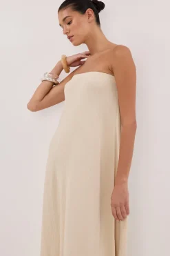 ALIAS NATURAL TEXTURED KNIT STRAPLESS MIDI DRESS