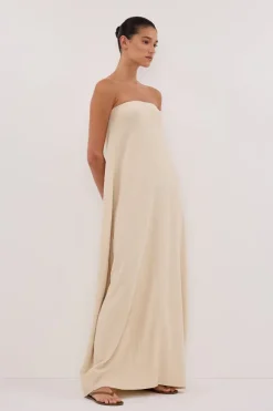 ALIAS NATURAL TEXTURED KNIT STRAPLESS MIDI DRESS