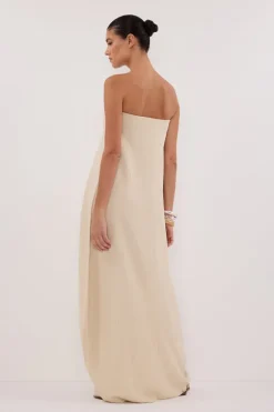 ALIAS NATURAL TEXTURED KNIT STRAPLESS MIDI DRESS