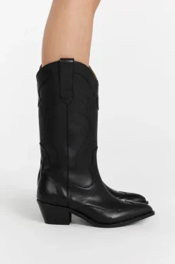 ALOHAS LIBERTY BLACK LEATHER BOOTS