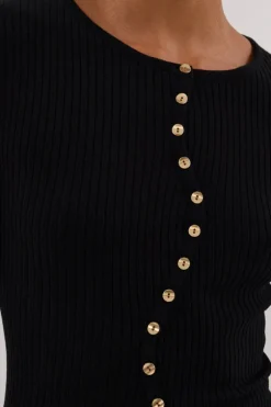 AMBER BLACK SLEEVED KNIT CARDIGAN