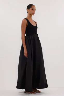 APRIL BLACK HYBIRD KNIT MIDI DRESS