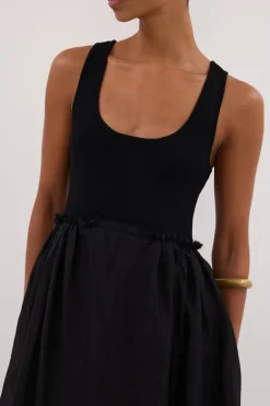 APRIL BLACK HYBIRD KNIT MIDI DRESS