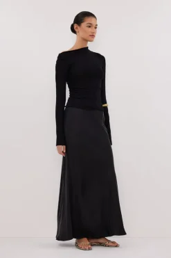 ARIEL BLACK SLEEVED KNIT TOP