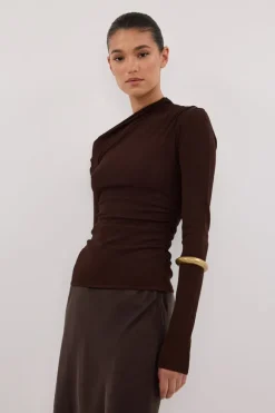 ARIEL CHOC SLEEVED KNIT TOP