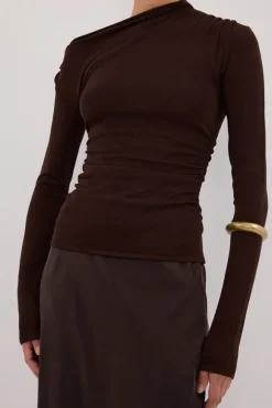ARIEL CHOC SLEEVED KNIT TOP