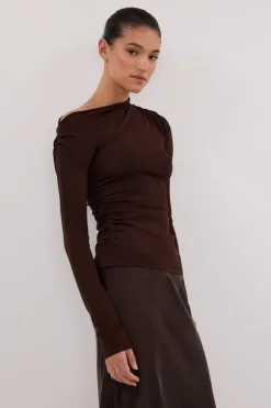ARIEL CHOC SLEEVED KNIT TOP