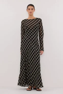 ARLINGTON BLACK LONG SLEEVE MIDI DRESS