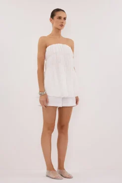 ARTIE WHITE RAMIE STRAPLESS TOP