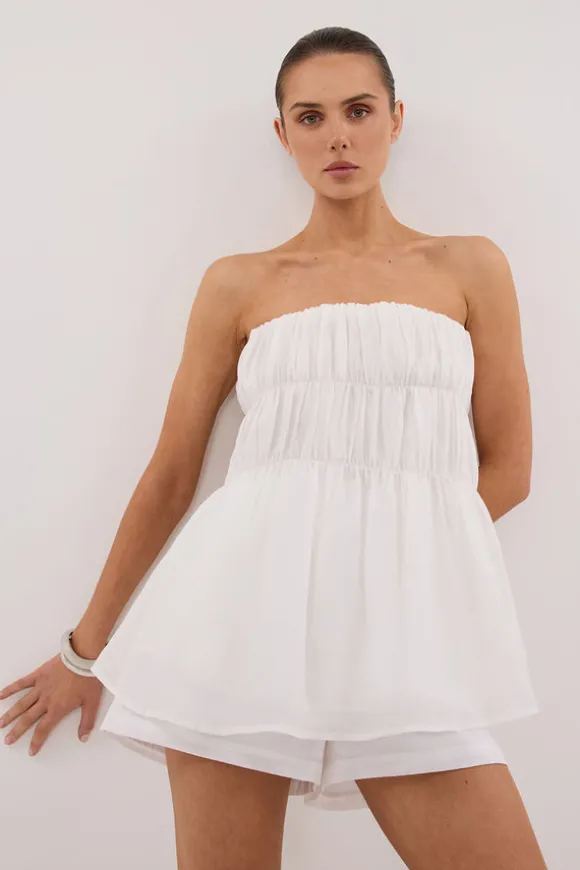 ARTIE WHITE RAMIE STRAPLESS TOP