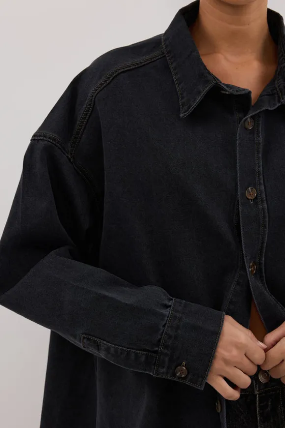 ASHTON WASHED BLACK DENIM SHIRT