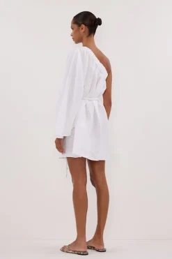 AURELIA WHITE ASYM LINEN MINI DRESS