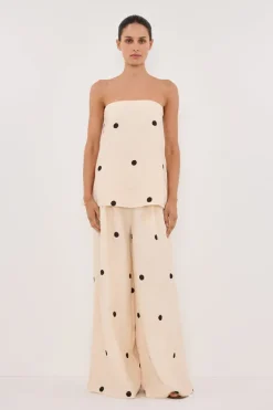 BEVERLY CREAM SPOT STRAPLESS TOP