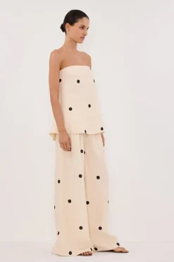BEVERLY CREAM SPOT STRAPLESS TOP
