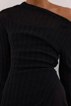 BOWIE BLACK LONG SLEEVE KNIT TOP
