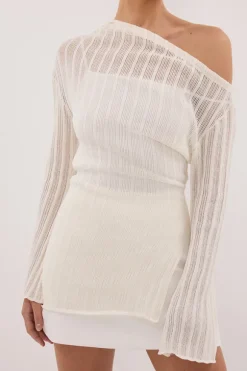 BOWIE IVORY LONG SLEEVE KNIT TOP