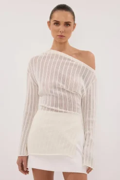 BOWIE IVORY LONG SLEEVE KNIT TOP