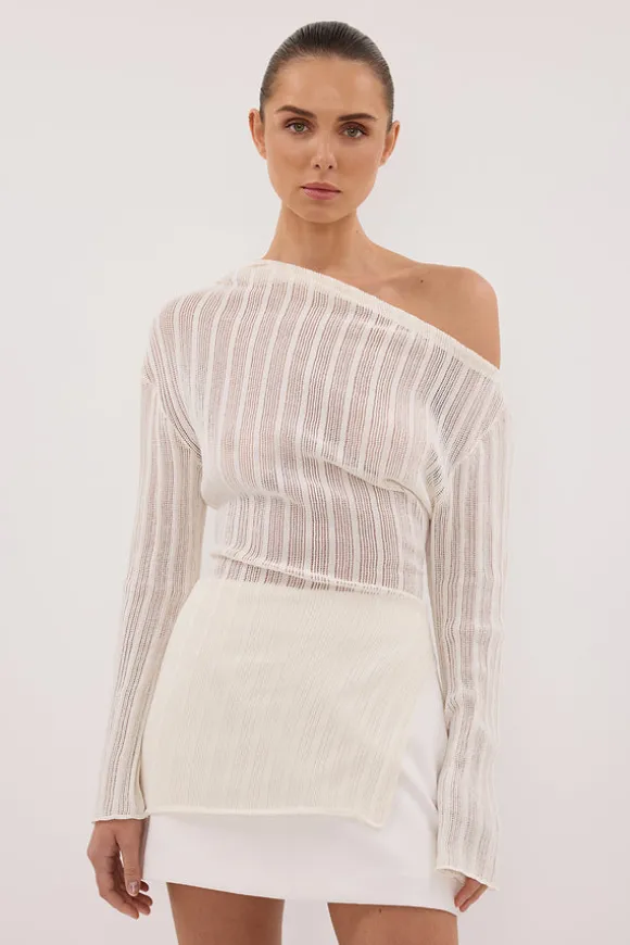 BOWIE IVORY LONG SLEEVE KNIT TOP