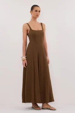 CANNE CHOCOLATE MIDI DRESS