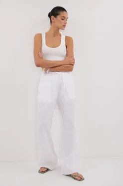 CARLA WHITE DRAWSTRING LINEN PANT