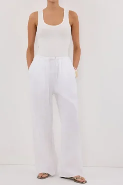 CARLA WHITE DRAWSTRING LINEN PANT