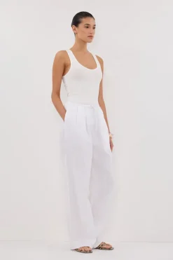 CARLA WHITE DRAWSTRING LINEN PANT