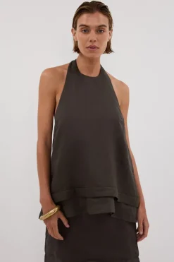 CARMEL PETROL RAMIE HALTER TOP