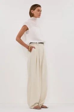CARMEL WHITE RAMIE FUNNEL NECK TOP