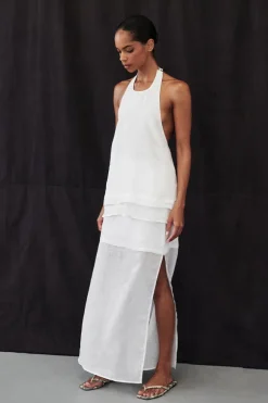 CARMEL WHITE RAMIE HALTER TOP
