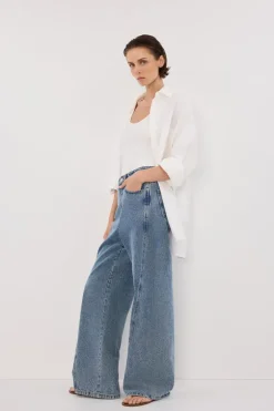 CARSON MID BLUE WIDE LEG JEAN