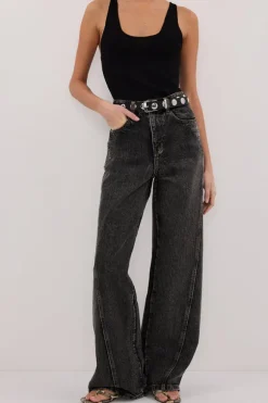 CARSON WASHED BLACK TALL WIDE LEG JEAN