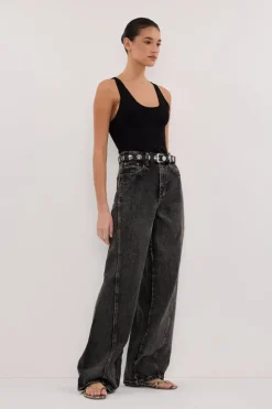 CARSON WASHED BLACK TALL WIDE LEG JEAN
