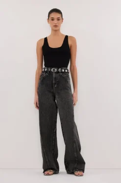 CARSON WASHED BLACK TALL WIDE LEG JEAN
