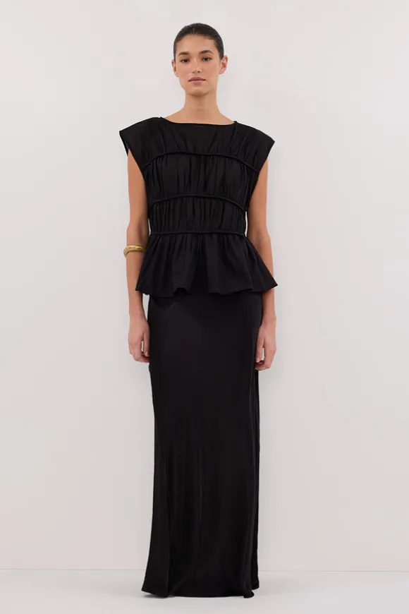 CHARLI BLACK SATIN MAXI SKIRT