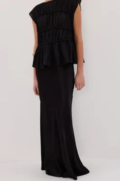 CHARLI BLACK SATIN MAXI SKIRT