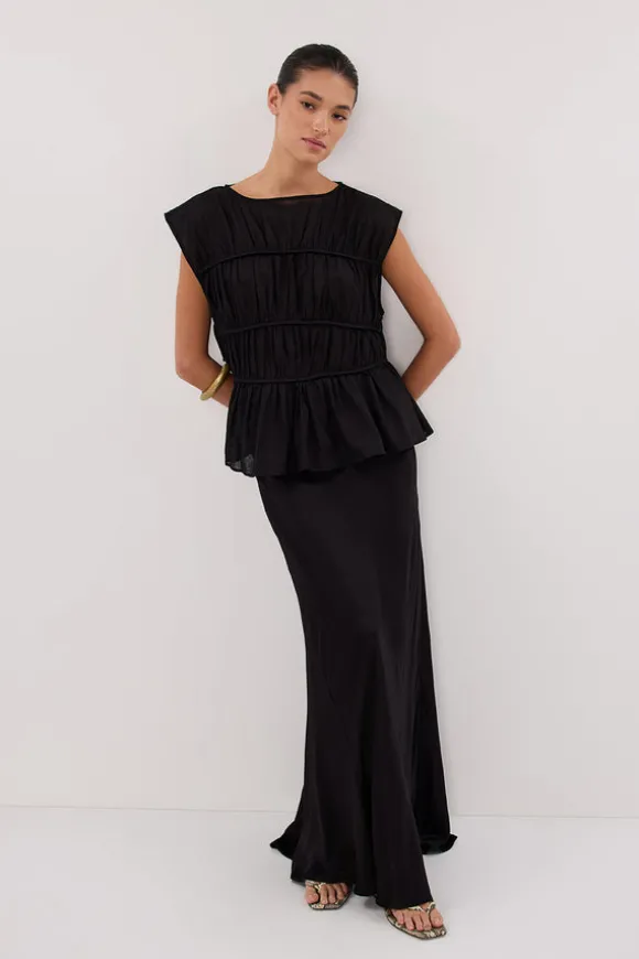 CHARLI BLACK SATIN MAXI SKIRT