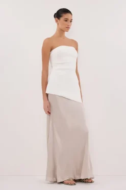 CHARLI CHALK SATIN MAXI SKIRT