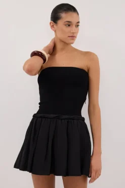 COCO BLACK STRAPLESS HYBRID MINI DRESS