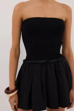 COCO BLACK STRAPLESS HYBRID MINI DRESS