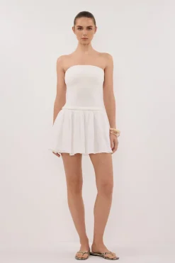 COCO WHITE STRAPLESS HYBRID MINI DRESS