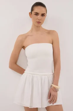 COCO WHITE STRAPLESS HYBRID MINI DRESS
