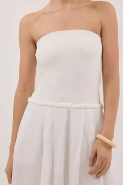 COCO WHITE STRAPLESS HYRBID MIDI DRESS