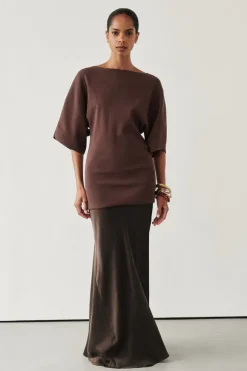 COLETTE BITTER CHOC SILK SKIRT